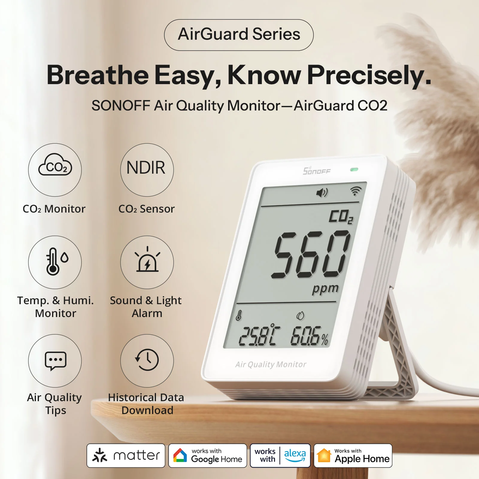 SONOFF AirGuard CO2  Matter Over Wi-Fi Air Quality Monitor | SAWF-08P - Image 3