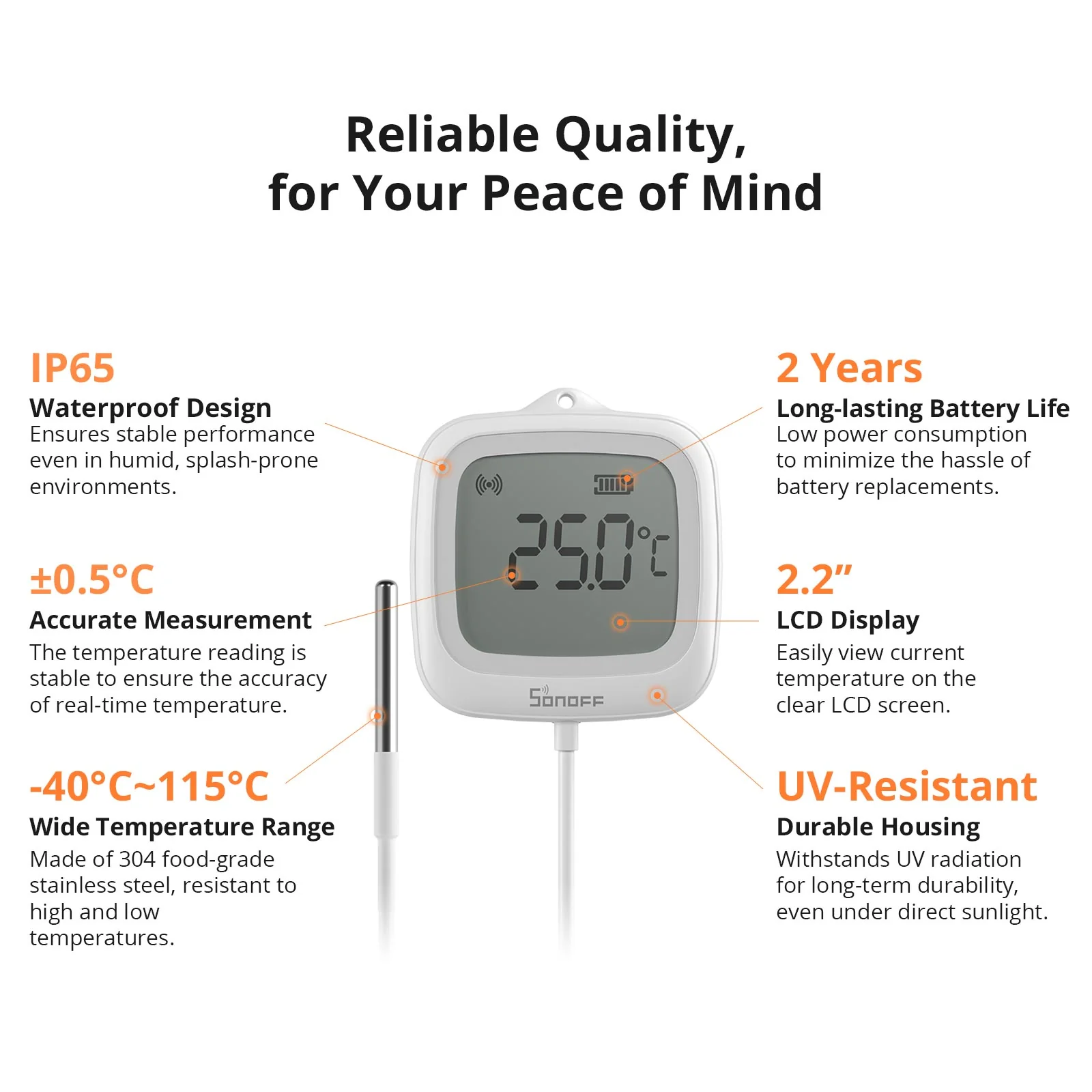 SONOFF SNZB-02LD IP65 Zigbee LCD Smart Thermometer (Probe Version) - Image 6